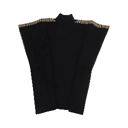 black Cape with side bands with Check motif in wool Girl