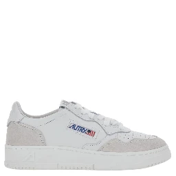 Medalist White Sneakers with Logo Patch on the Tongue and Suede Inserts in Leather for Women