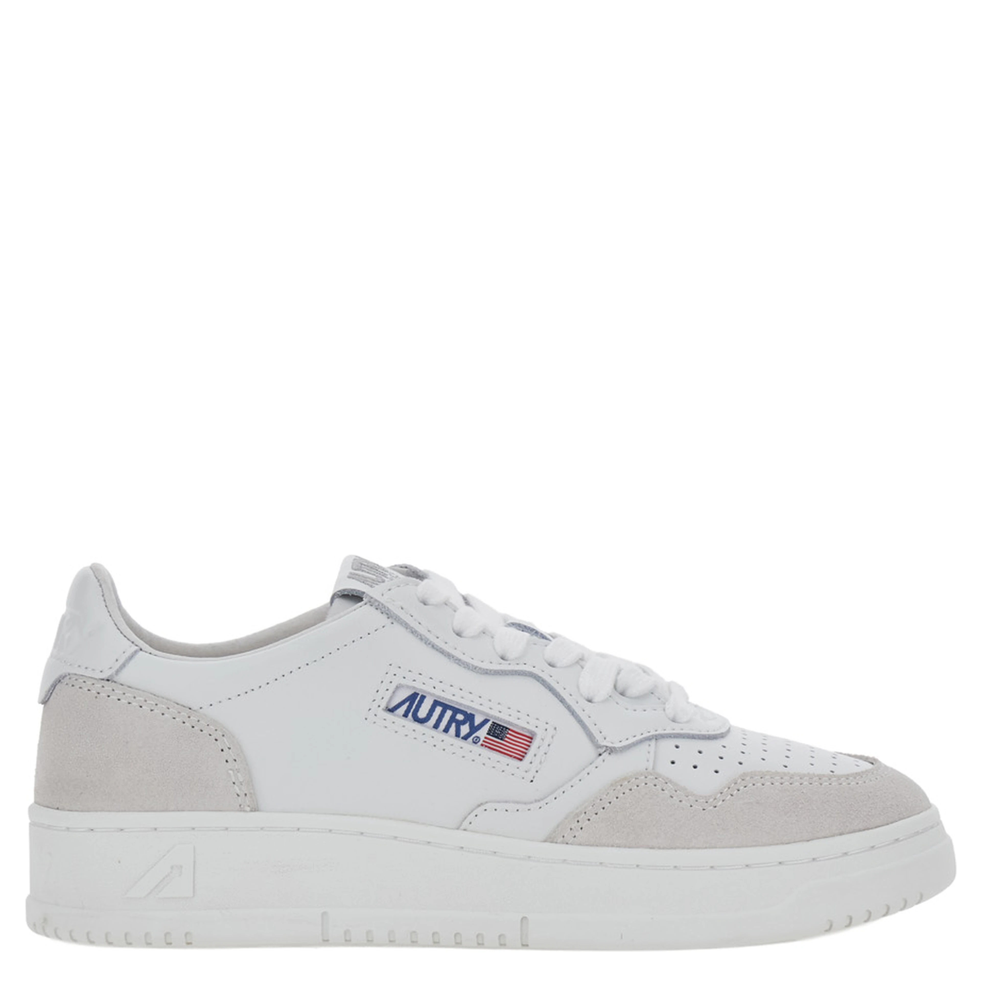 Medalist White Sneakers with Logo Patch on the Tongue and Suede Inserts in Leather for Women