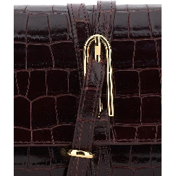 Bordeaux Clutch with strap and crocodile-effect in leather for women