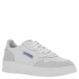 Medalist White Sneakers with Logo Patch on the Tongue and Suede Inserts in Leather for Women