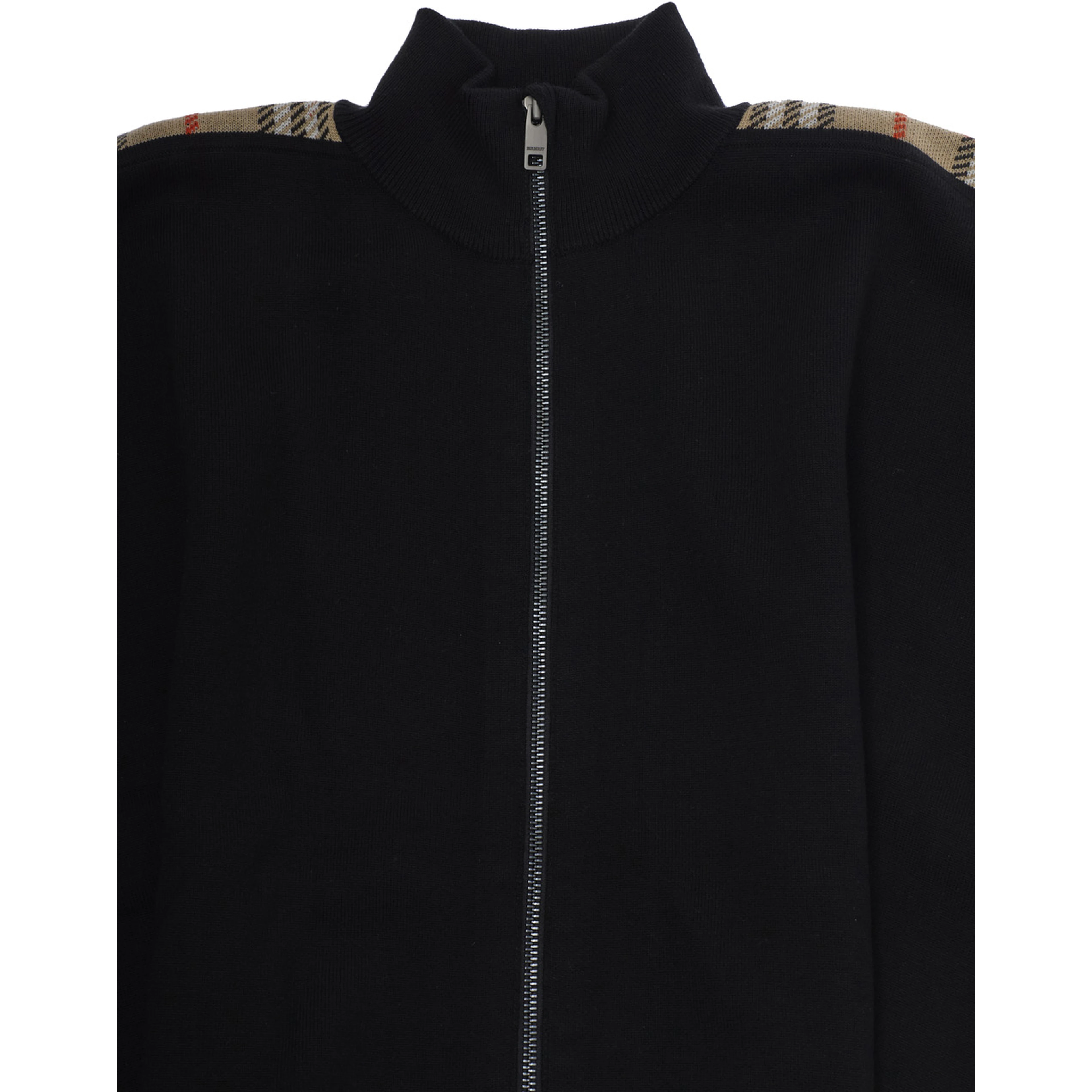 black Cape with side bands with Check motif in wool Girl
