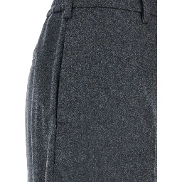 Gray Pants with Welt Pockets and High Waist in Wool and Cashmere for women