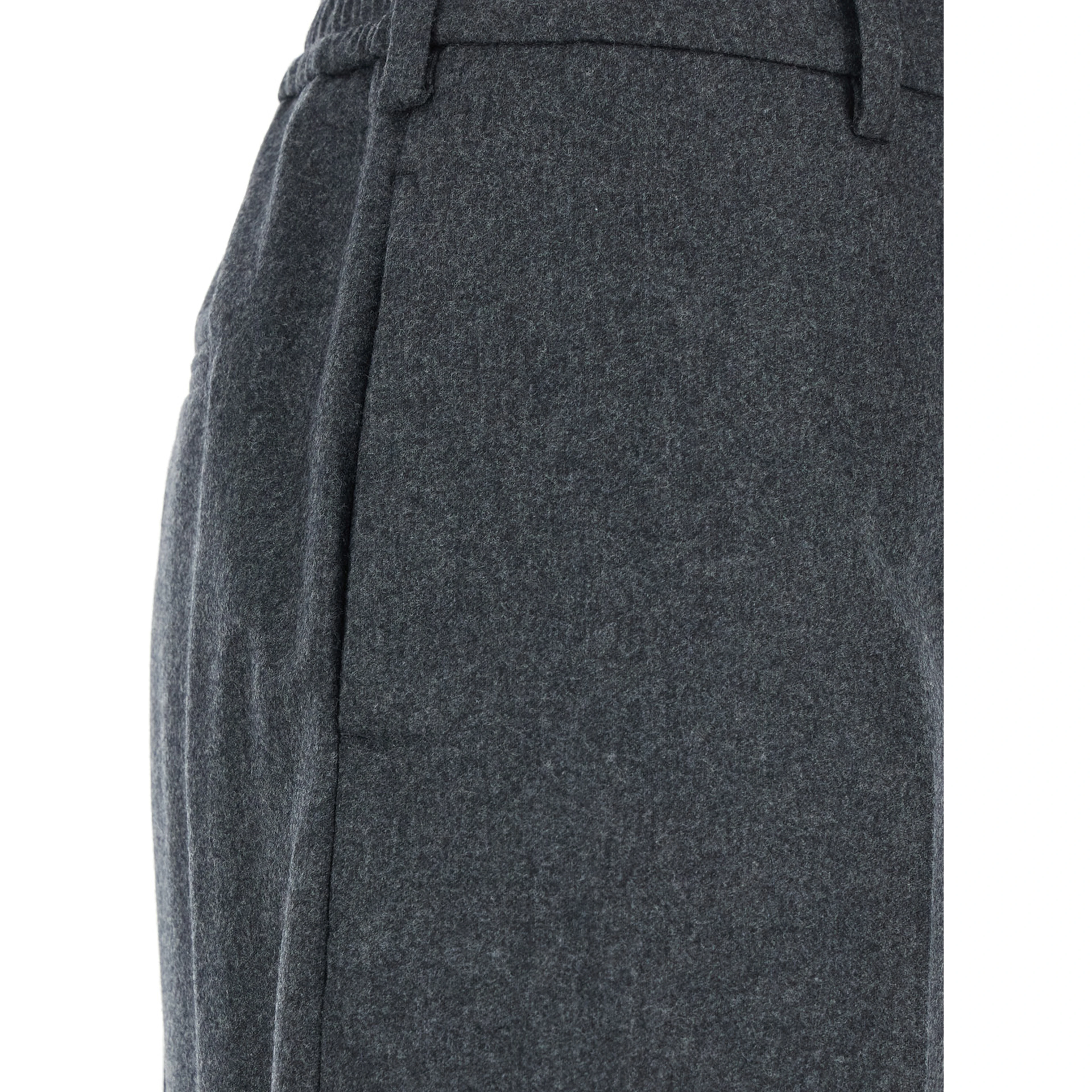 Gray Pants with Welt Pockets and High Waist in Wool and Cashmere for women