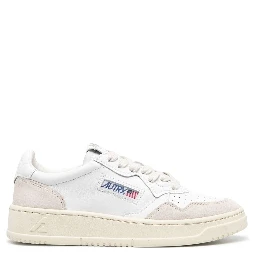 Low Top Sneaker Medalist with Beige Suede Details in White Leather Women