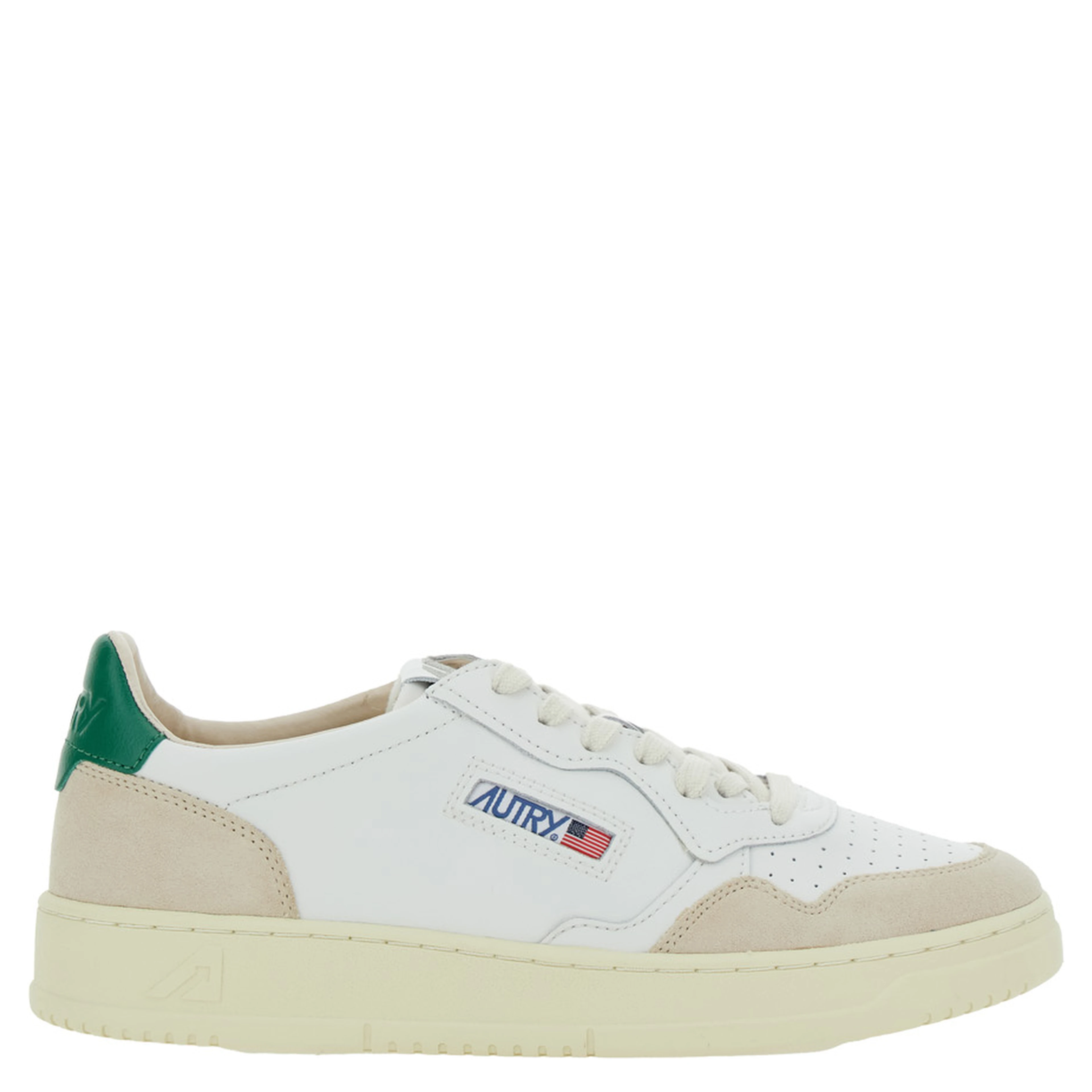 Low Top Sneaker Medalist with Beige Suede Details in White Leather Men