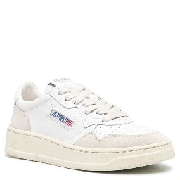 Low Top Sneaker Medalist with Beige Suede Details in White Leather Women
