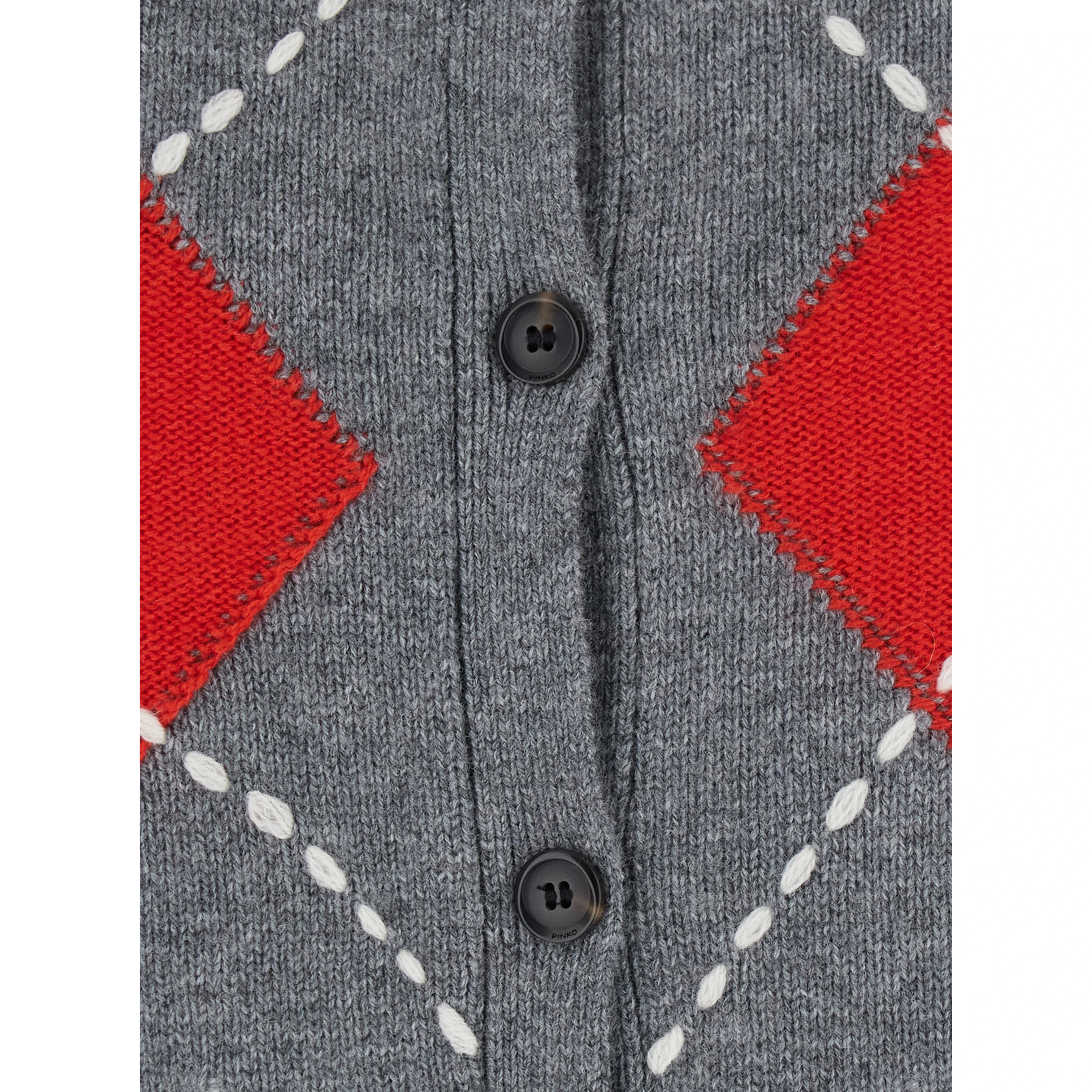 Multicolor Crewneck cardigan with all-over argyle motif in wool and cashmere for women
