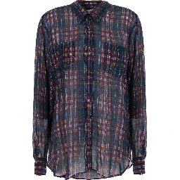 Multicolor shirt with Button-down collar and all-over check motif in viscose blend for women