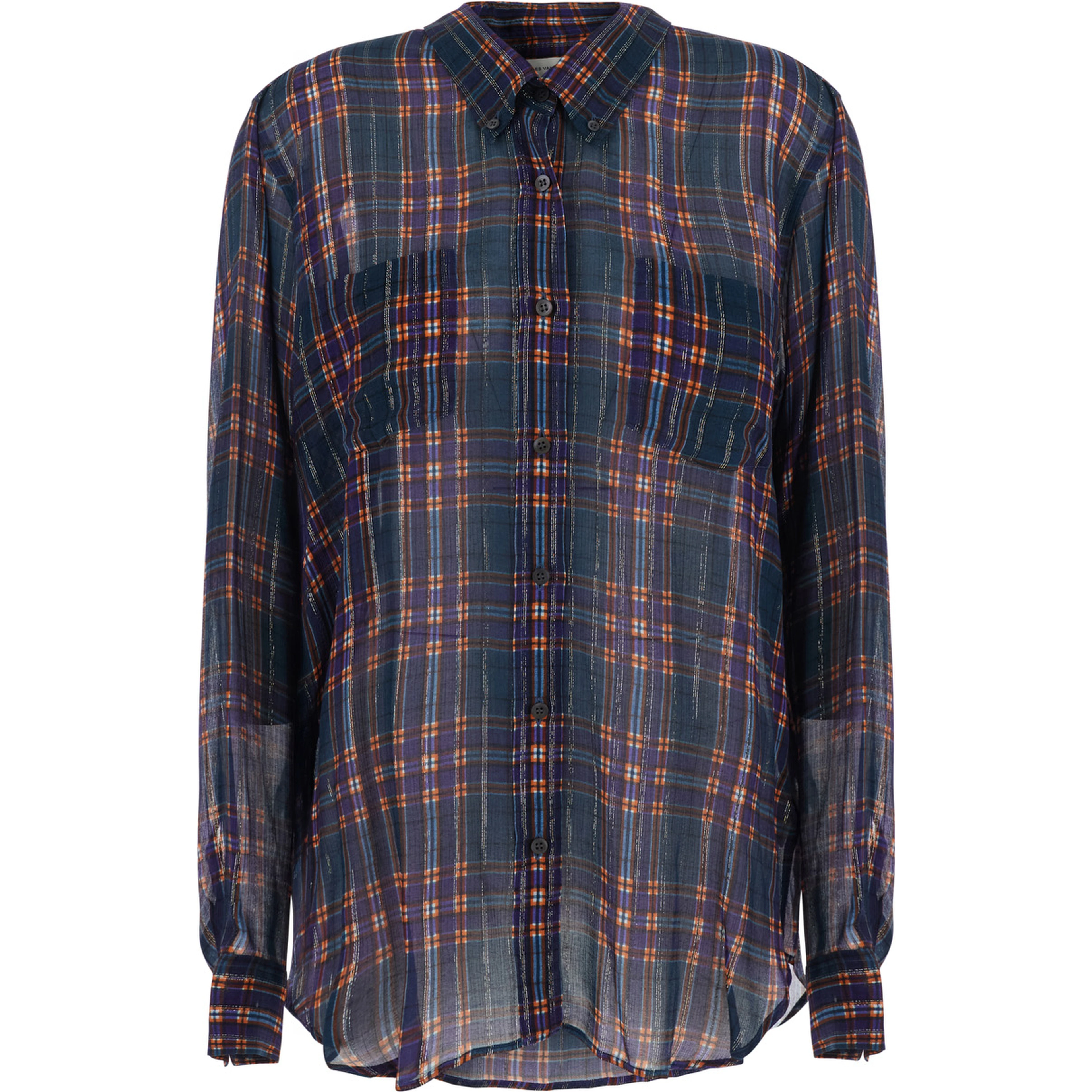 Multicolor shirt with Button-down collar and all-over check motif in viscose blend for women