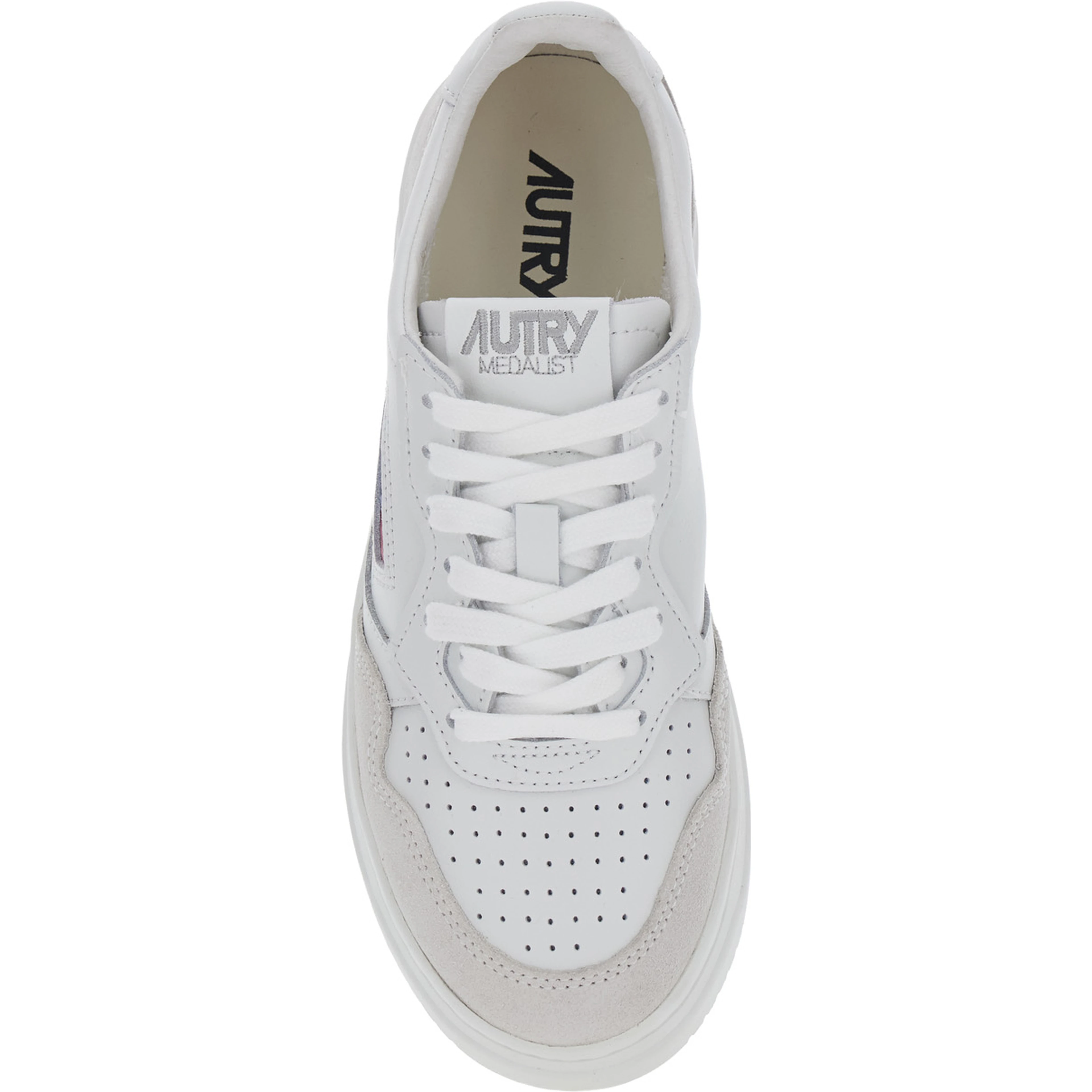 Medalist White Sneakers with Logo Patch on the Tongue and Suede Inserts in Leather for Women