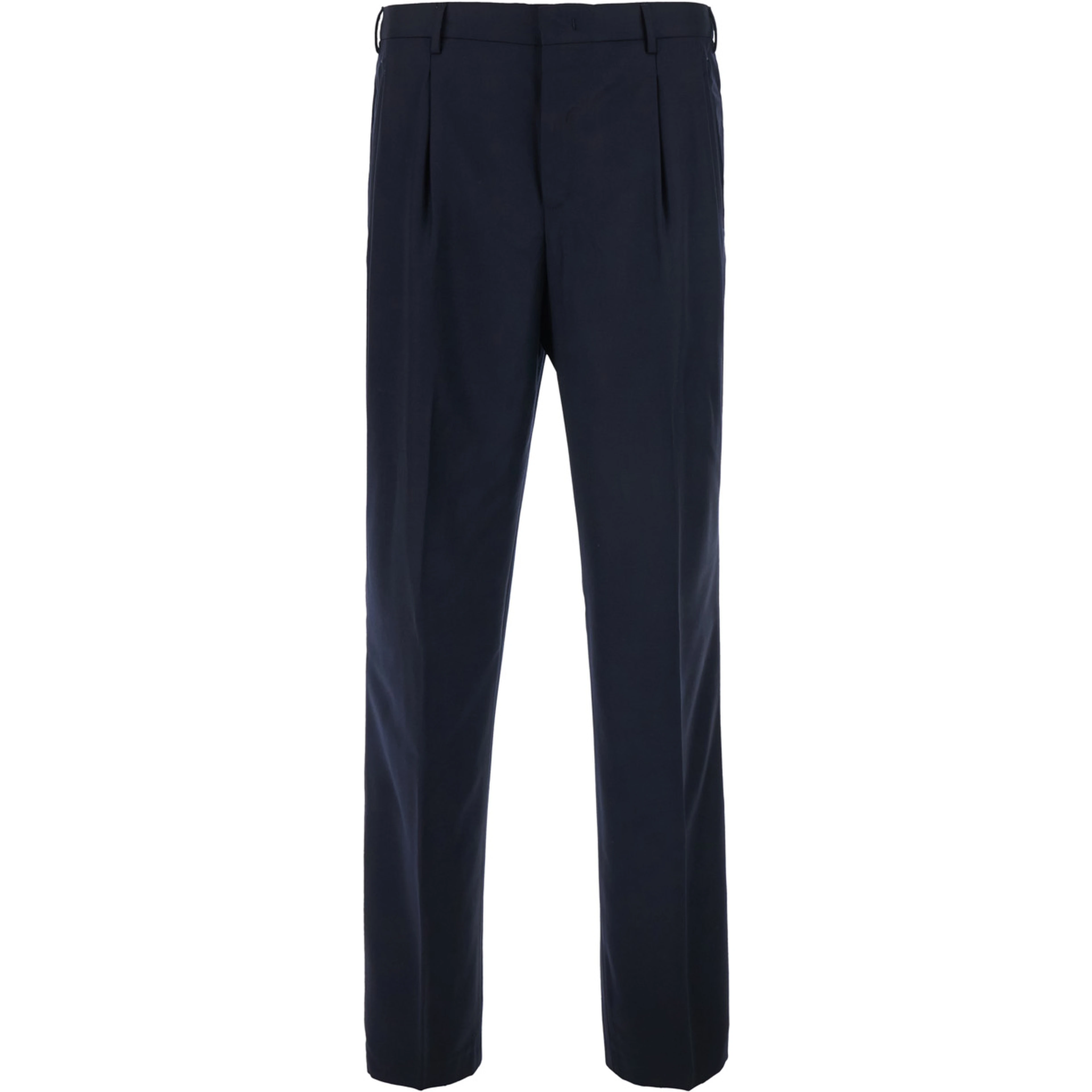 Blue Pants with Belt Loops and Front Pleats in Wool Blend for Men