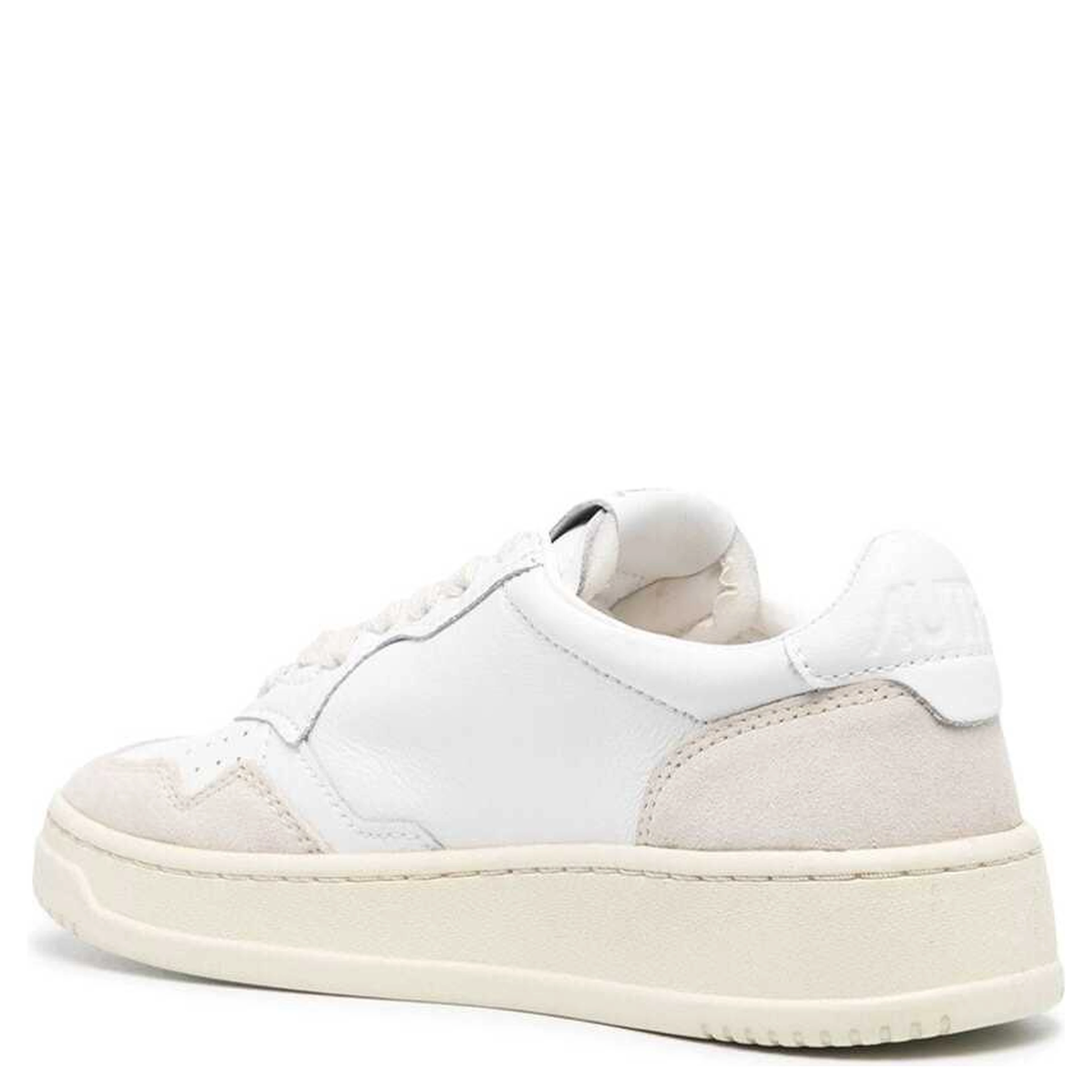 Low Top Sneaker Medalist with Beige Suede Details in White Leather Women