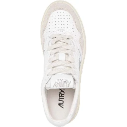 Low Top Sneaker Medalist with Beige Suede Details in White Leather Women