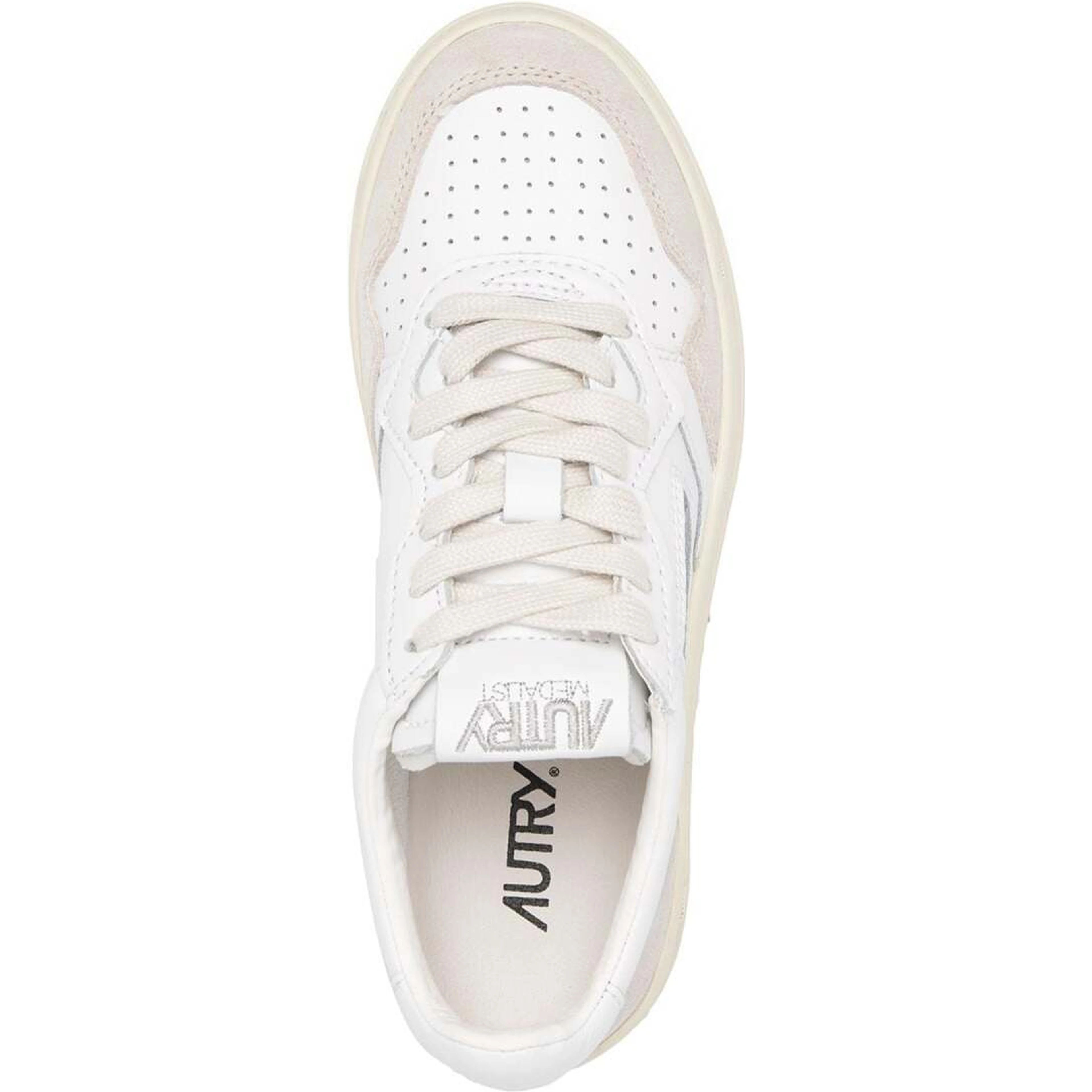 Low Top Sneaker Medalist with Beige Suede Details in White Leather Women