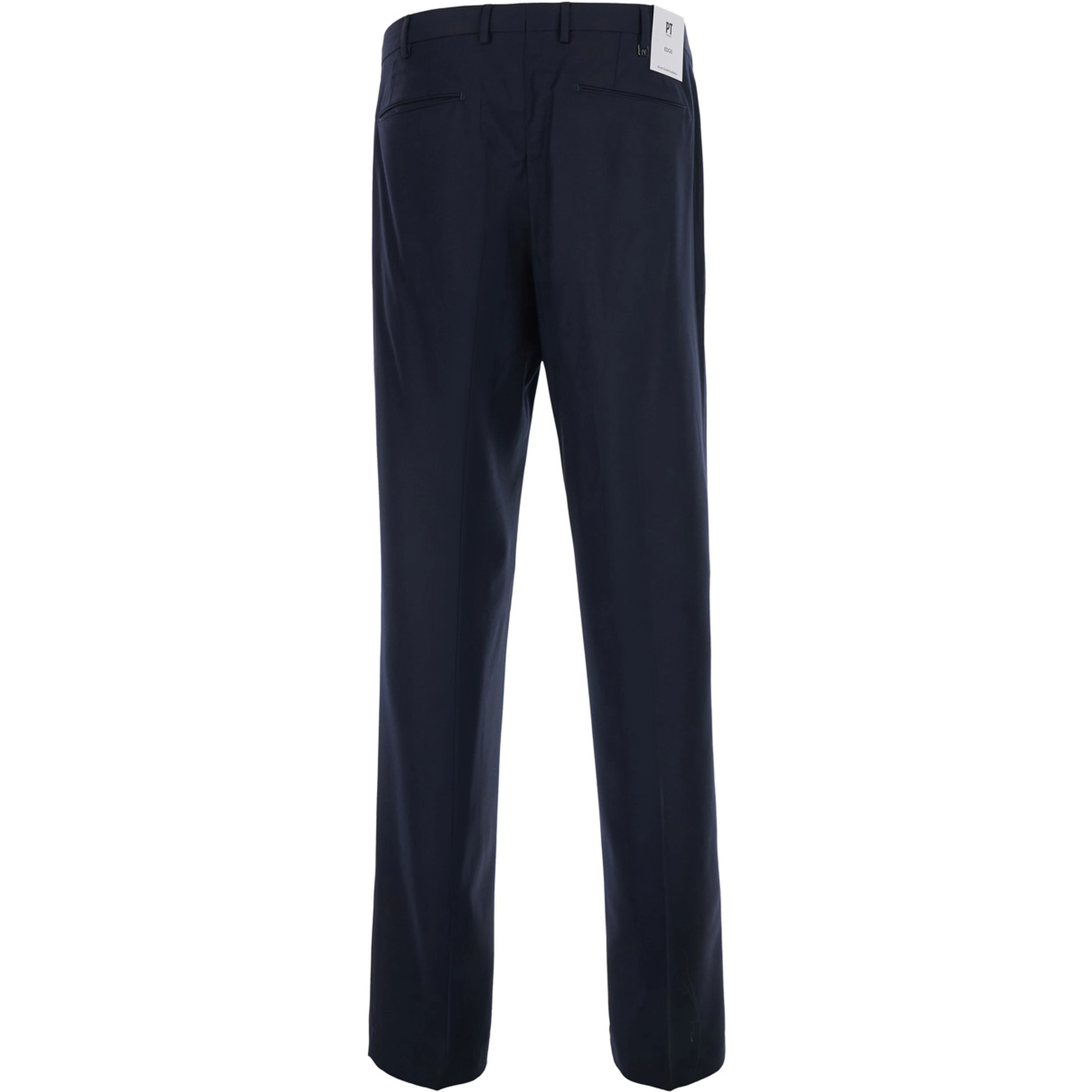 Blue Pants with Belt Loops and Front Pleats in Wool Blend for Men
