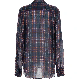 Multicolor shirt with Button-down collar and all-over check motif in viscose blend for women