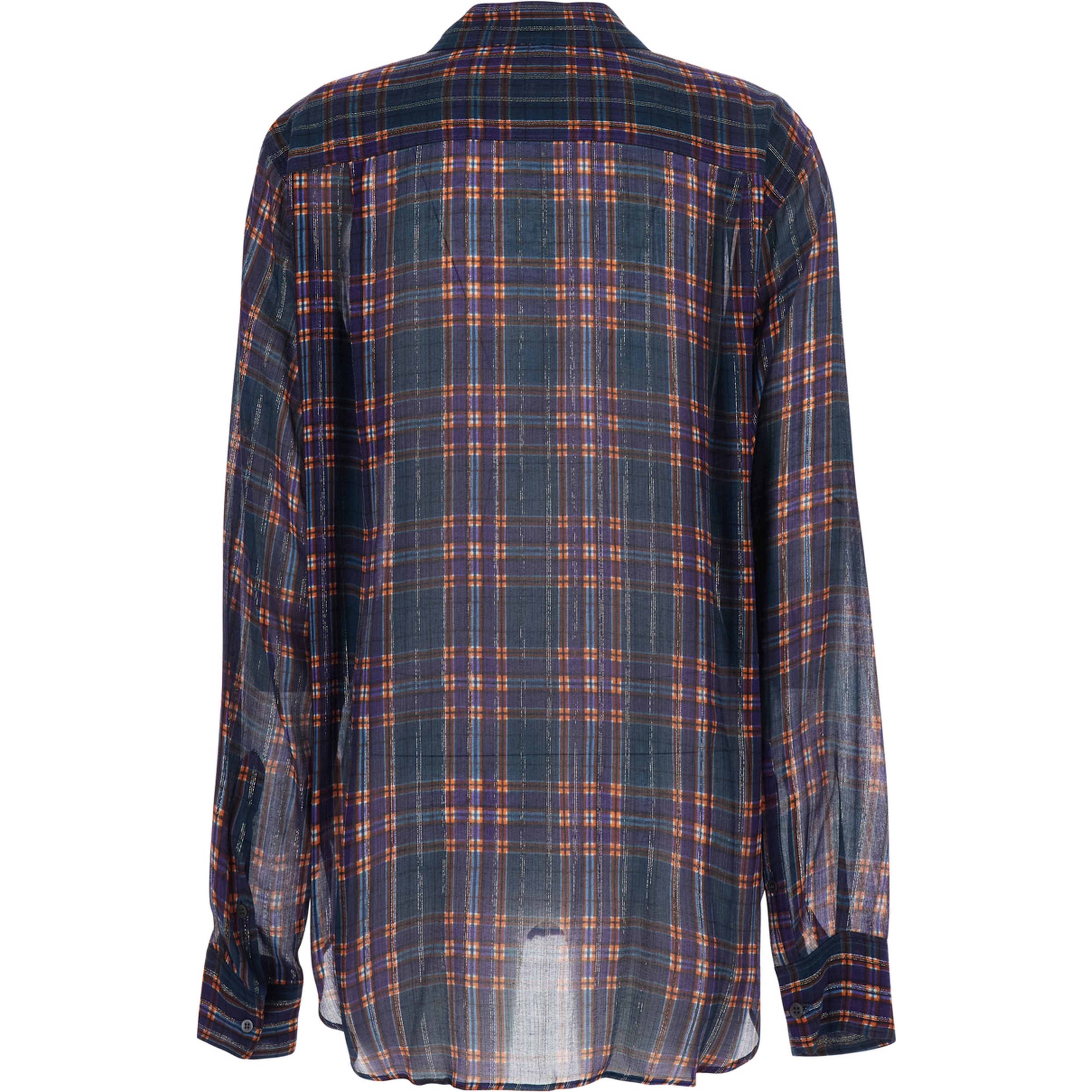 Multicolor shirt with Button-down collar and all-over check motif in viscose blend for women