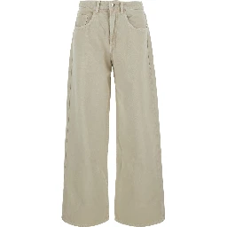 Poppy Beige Jeans with logo patch on the back and wide leg in denim or women