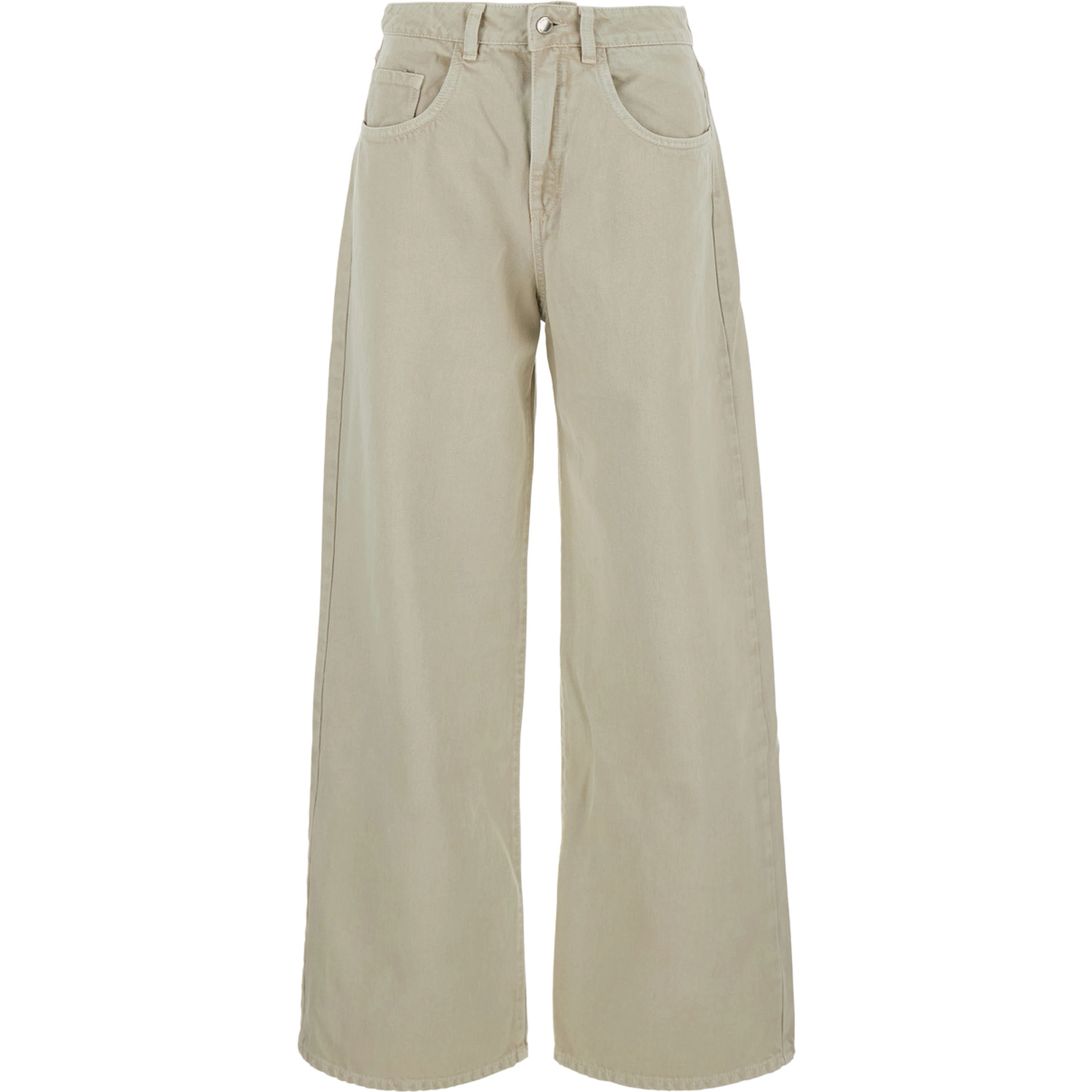 Poppy Beige Jeans with logo patch on the back and wide leg in denim or women