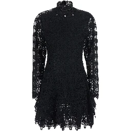Dress Mini Black with Lace Details in Tech Fabric