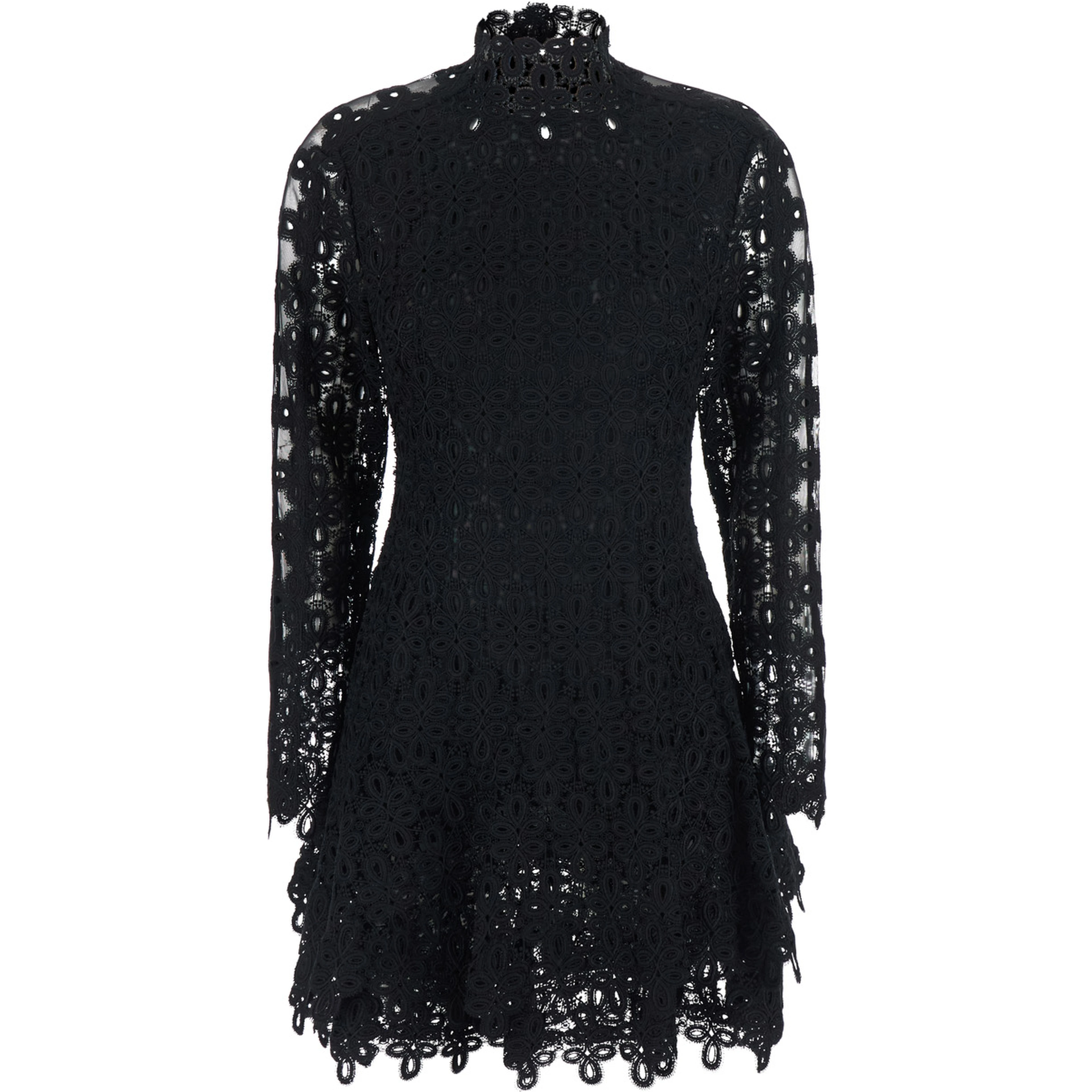 Dress Mini Black with Lace Details in Tech Fabric