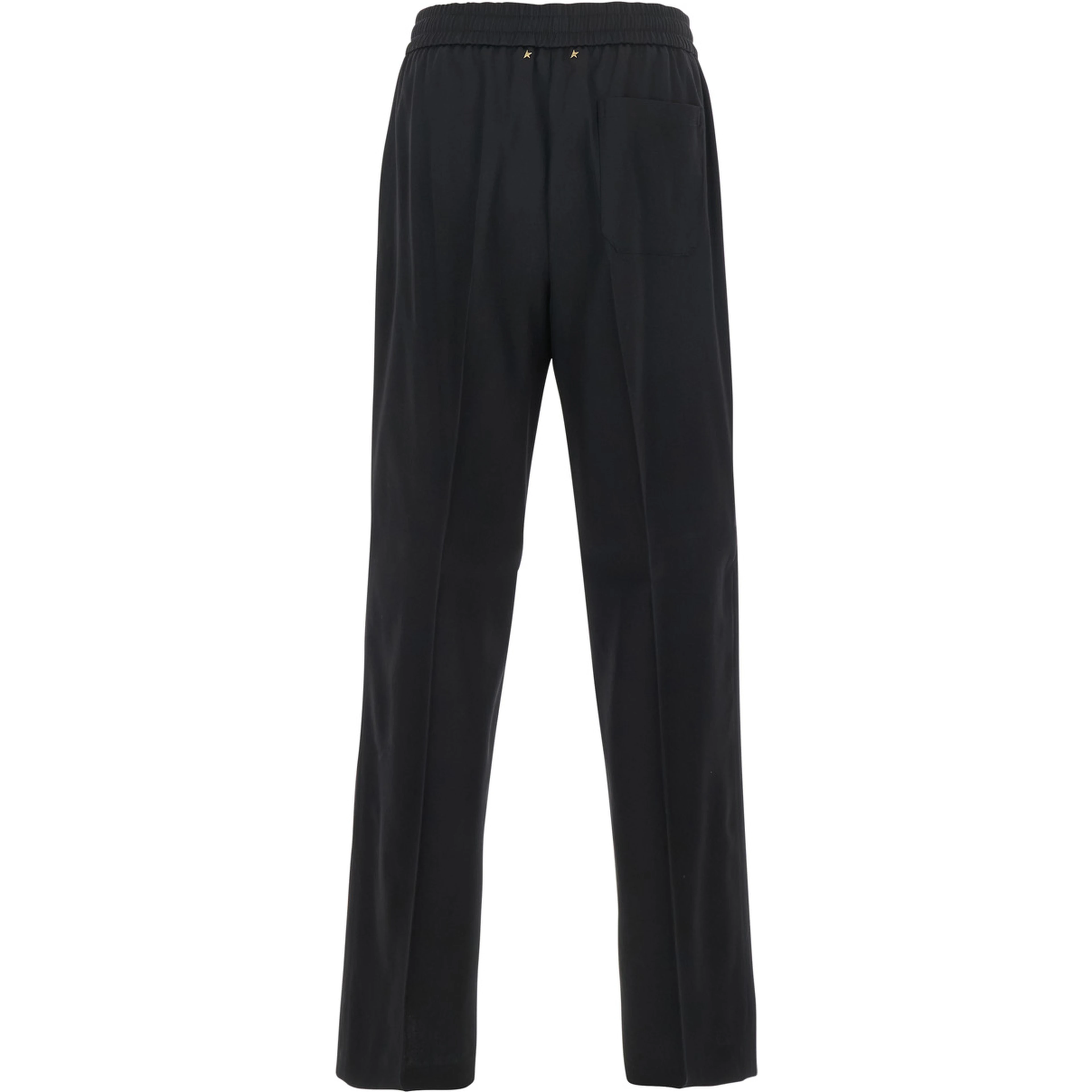 Joggers with pockets and ribbed hems in black Virgin wool for men