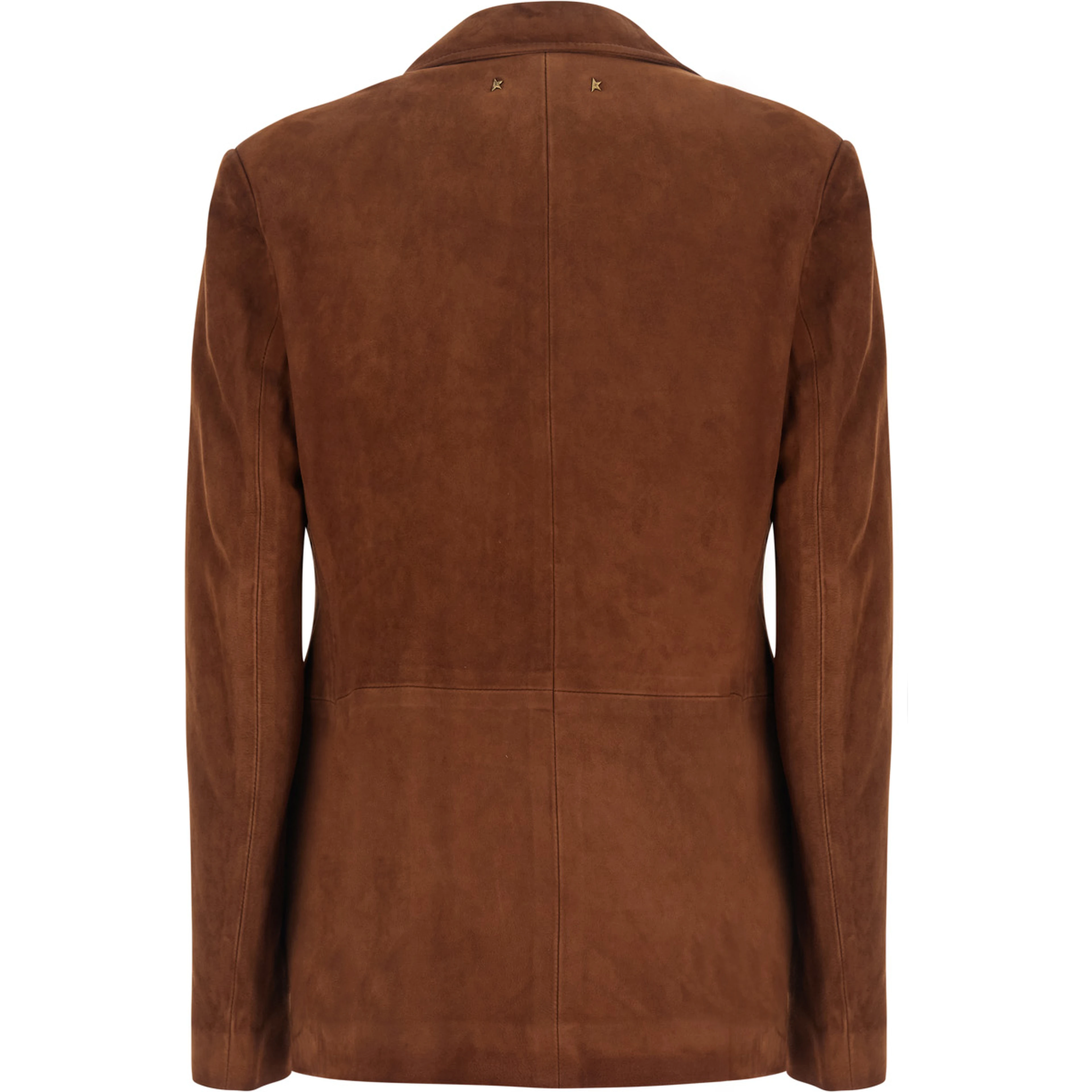 Brown Single-breasted Jacket with Notched revers in Suede for Women