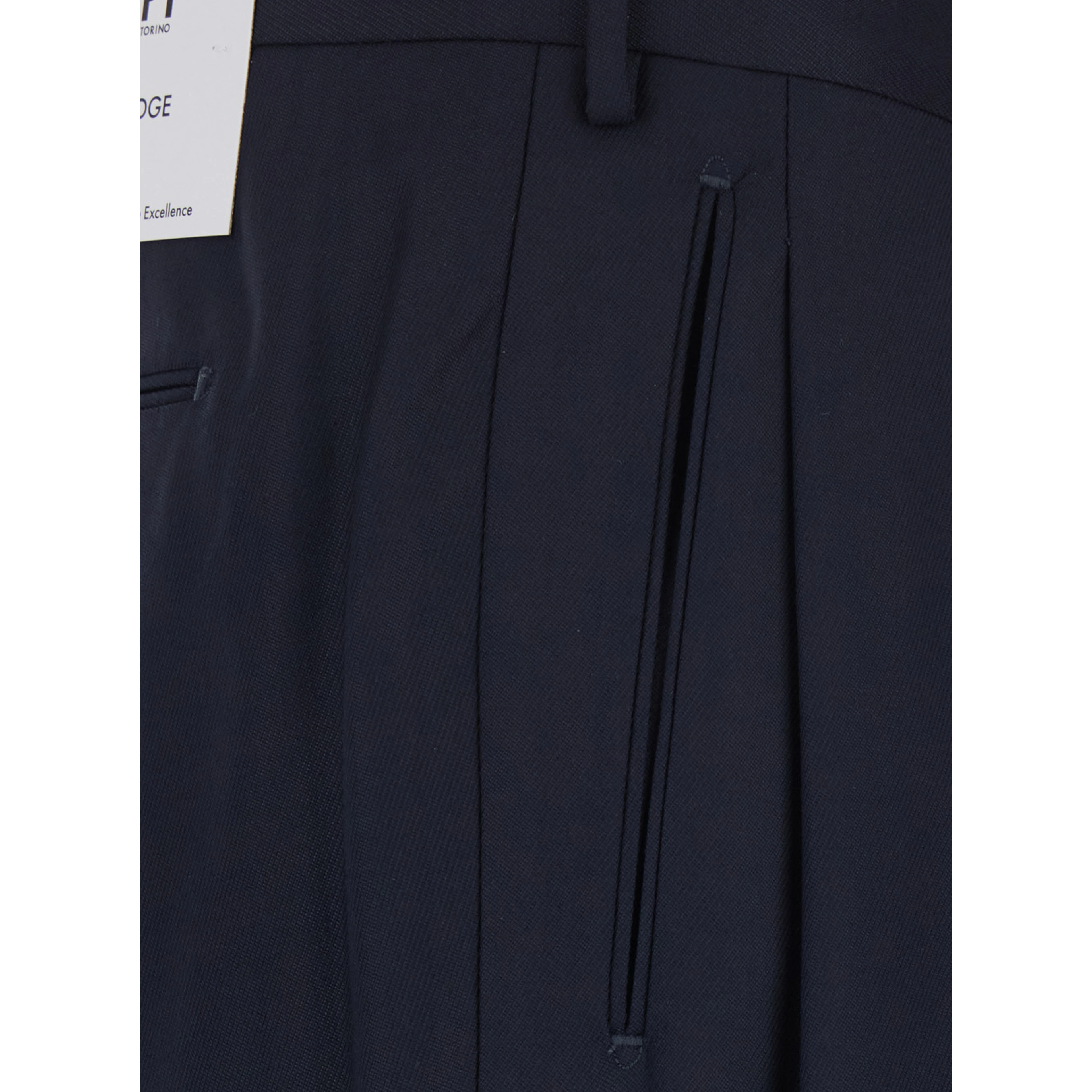 Blue Pants with Belt Loops and Front Pleats in Wool Blend for Men