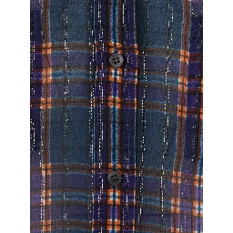 Multicolor shirt with Button-down collar and all-over check motif in viscose blend for women