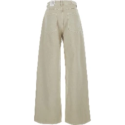 Poppy Beige Jeans with logo patch on the back and wide leg in denim or women