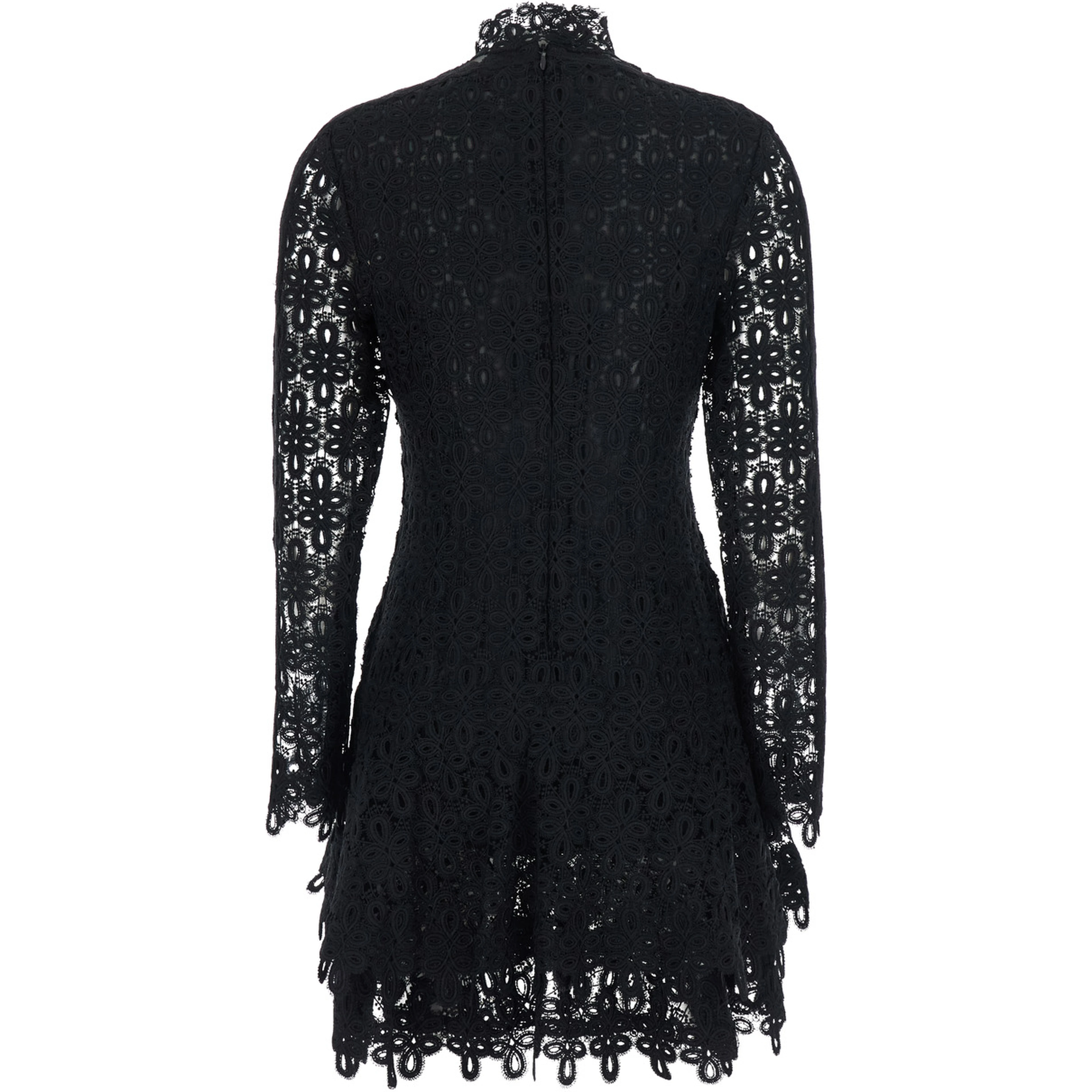 Dress Mini Black with Lace Details in Tech Fabric