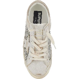 Superstar Beige Low Top Sneakers with Glitter Details on the Side and Logo Lettering on the Heel in Suede for Women