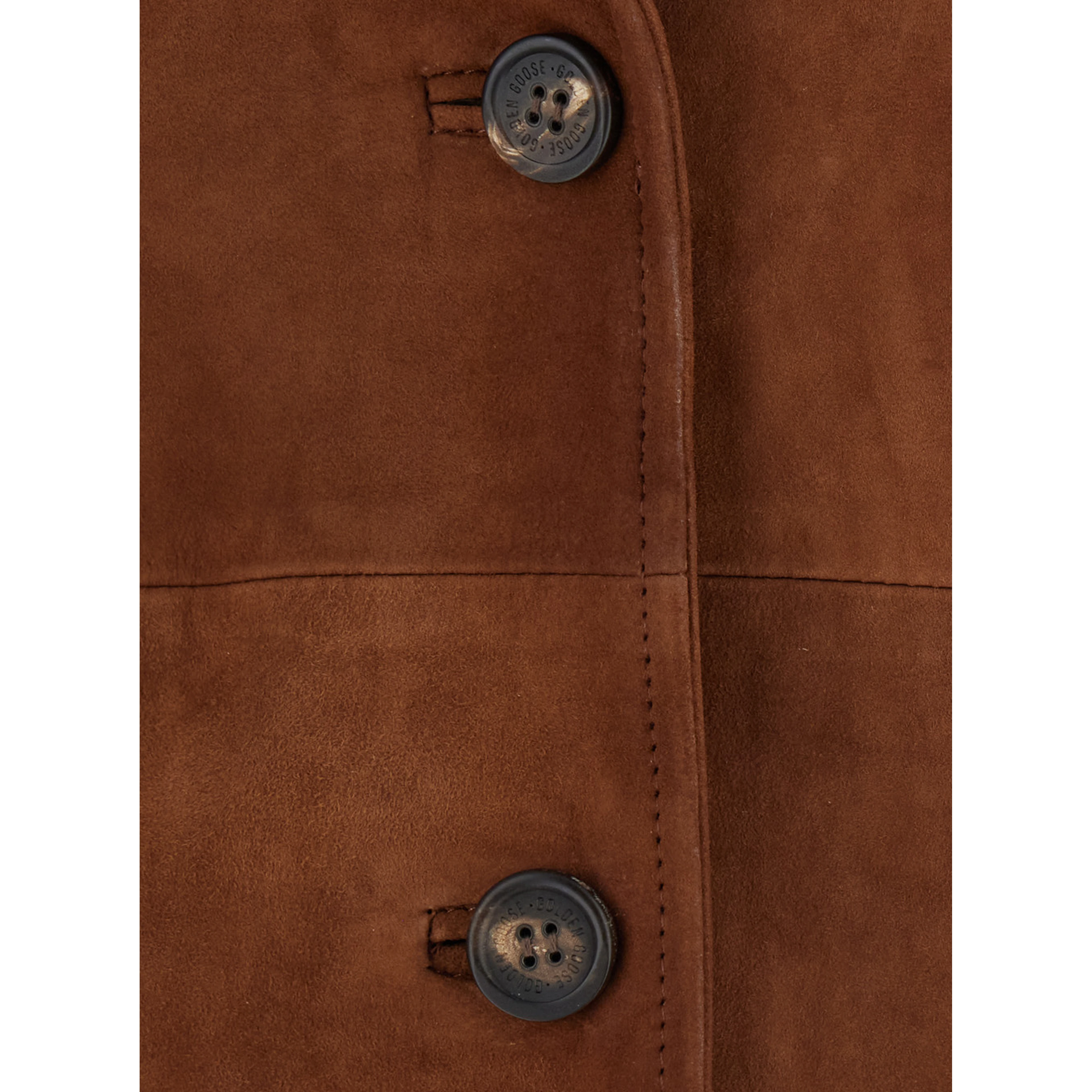 Brown Single-breasted Jacket with Notched revers in Suede for Women