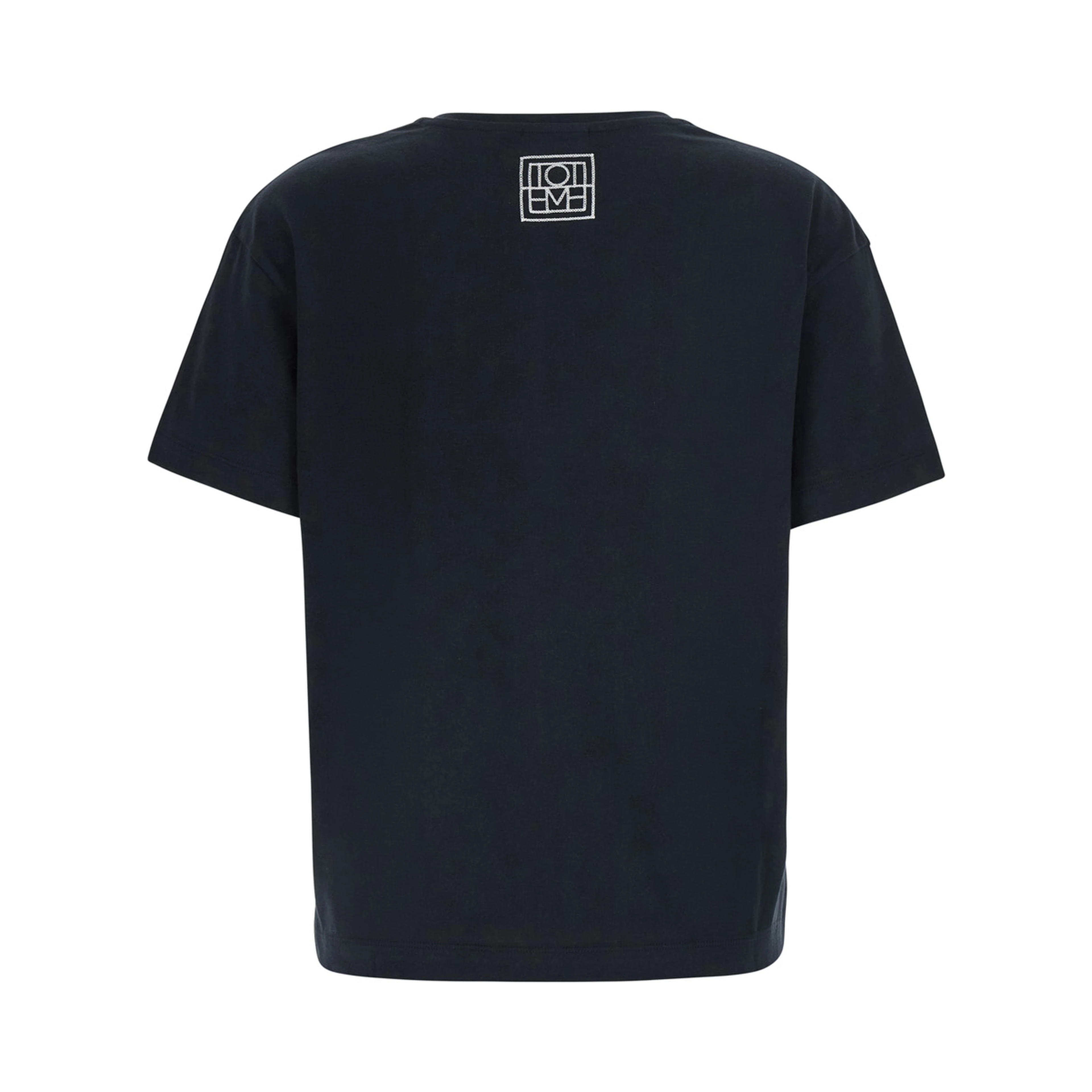 Black Crew neck T-shirt with logo embroidery on the back in cotton for women