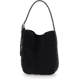 Petite Belted brown Handbag with belt handle design in suede for women