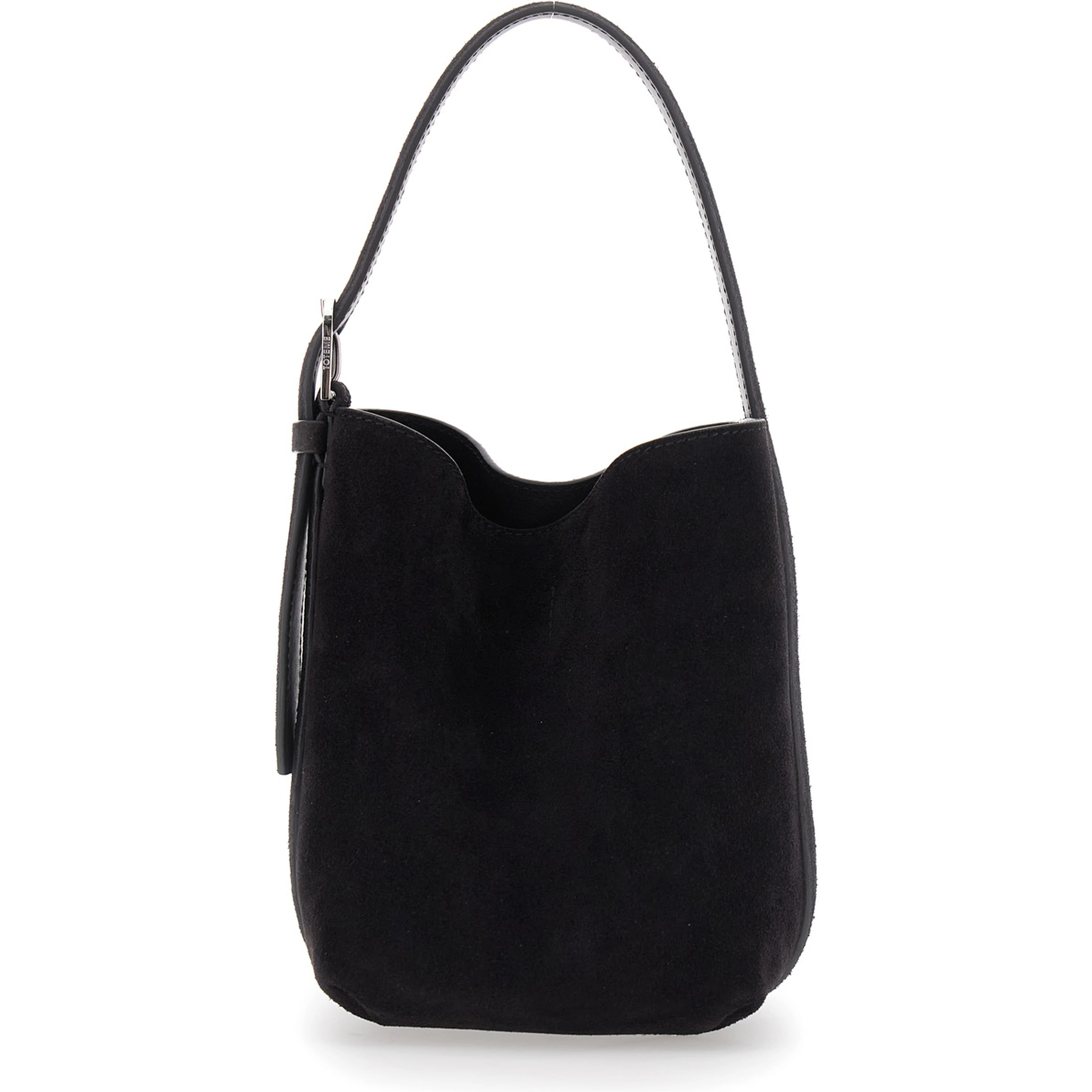 Petite Belted brown Handbag with belt handle design in suede for women