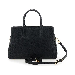 Laila Black Handbag with Metallic Pendant on Front in Leather Women
