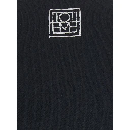 Black Crew neck T-shirt with logo embroidery on the back in cotton for women