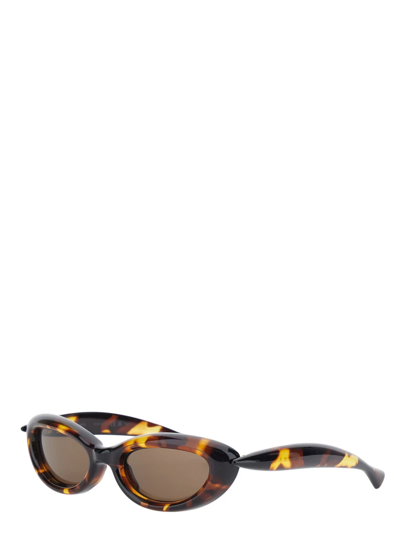 BrownSunglasses with Cat Eye Design and Leopard Motif in Plastic for Women
