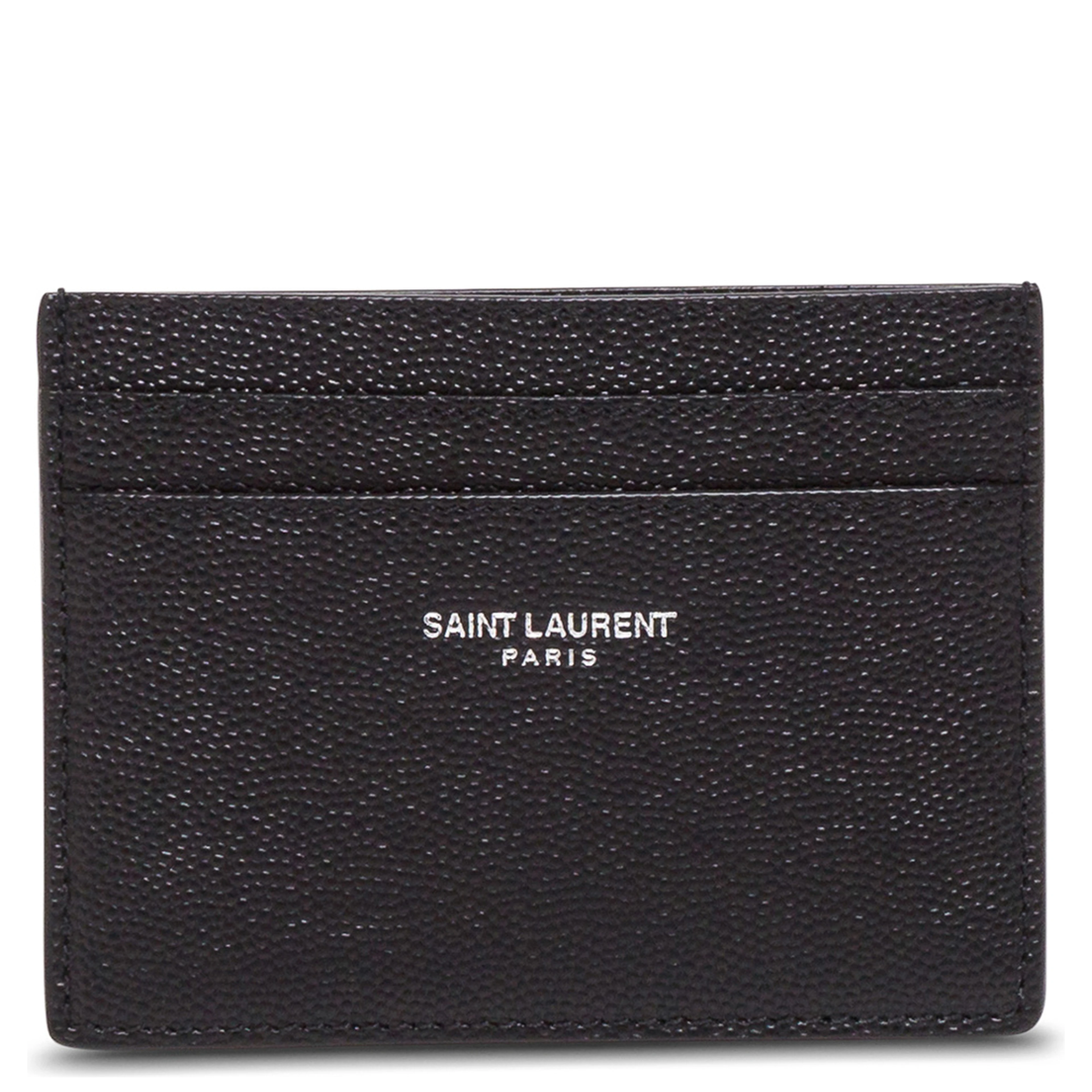 Card holder with Logo Embossed in Black Leather for Men