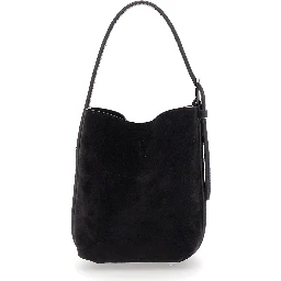 Petite Belted brown Handbag with belt handle design in suede for women