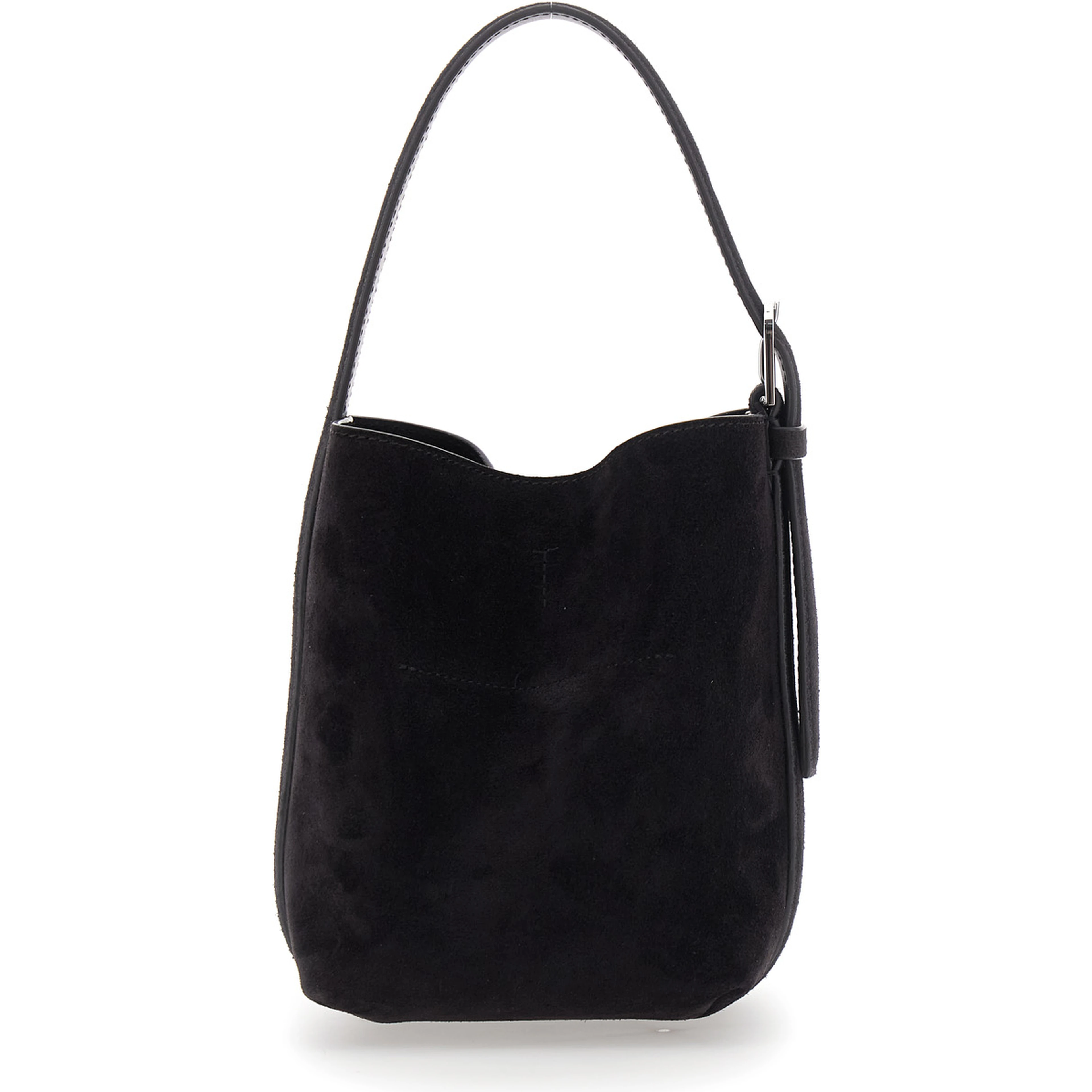 Petite Belted brown Handbag with belt handle design in suede for women