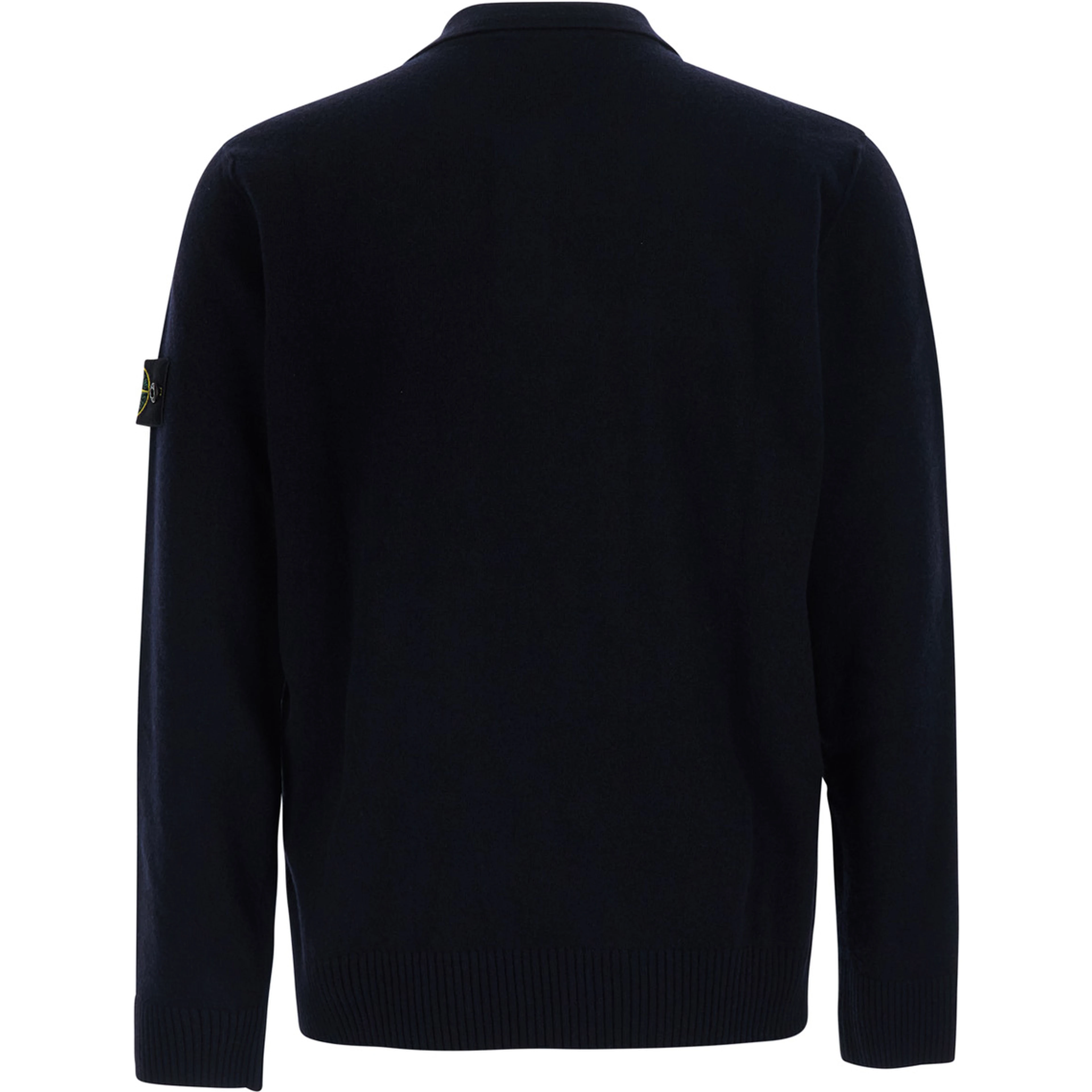 blue Polo Shirt with logo patch applied on the sleeve in wool for men