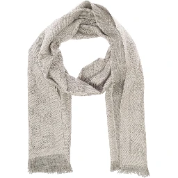 Gray Wool GG Jacquard Motif Knit Scarf for Women