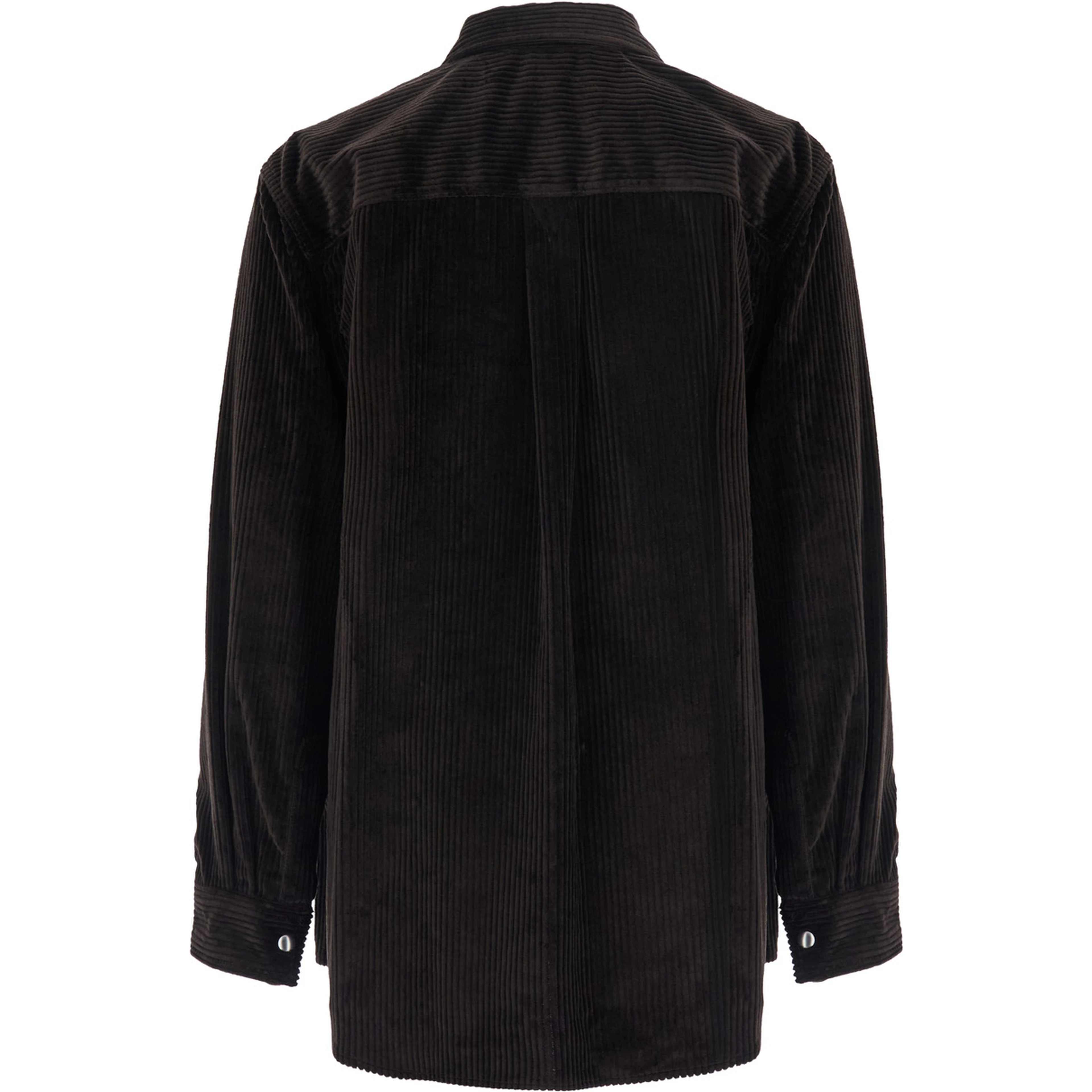 Brown Shirt with classic collar and two Patch pockets on the front in corduroy for men