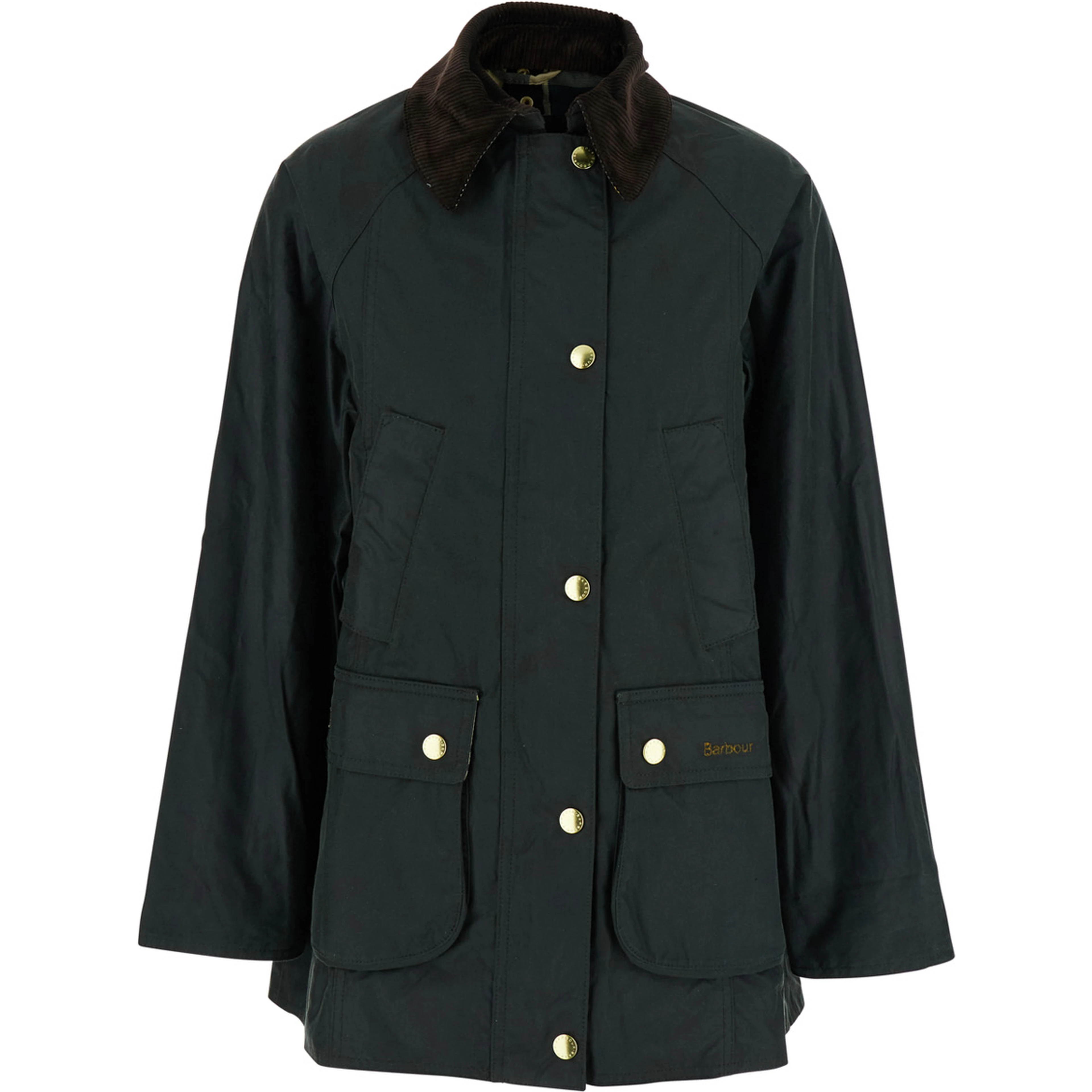 Jacket Modern Beadnell with Velvet Collar and Button Closure in Green for Women