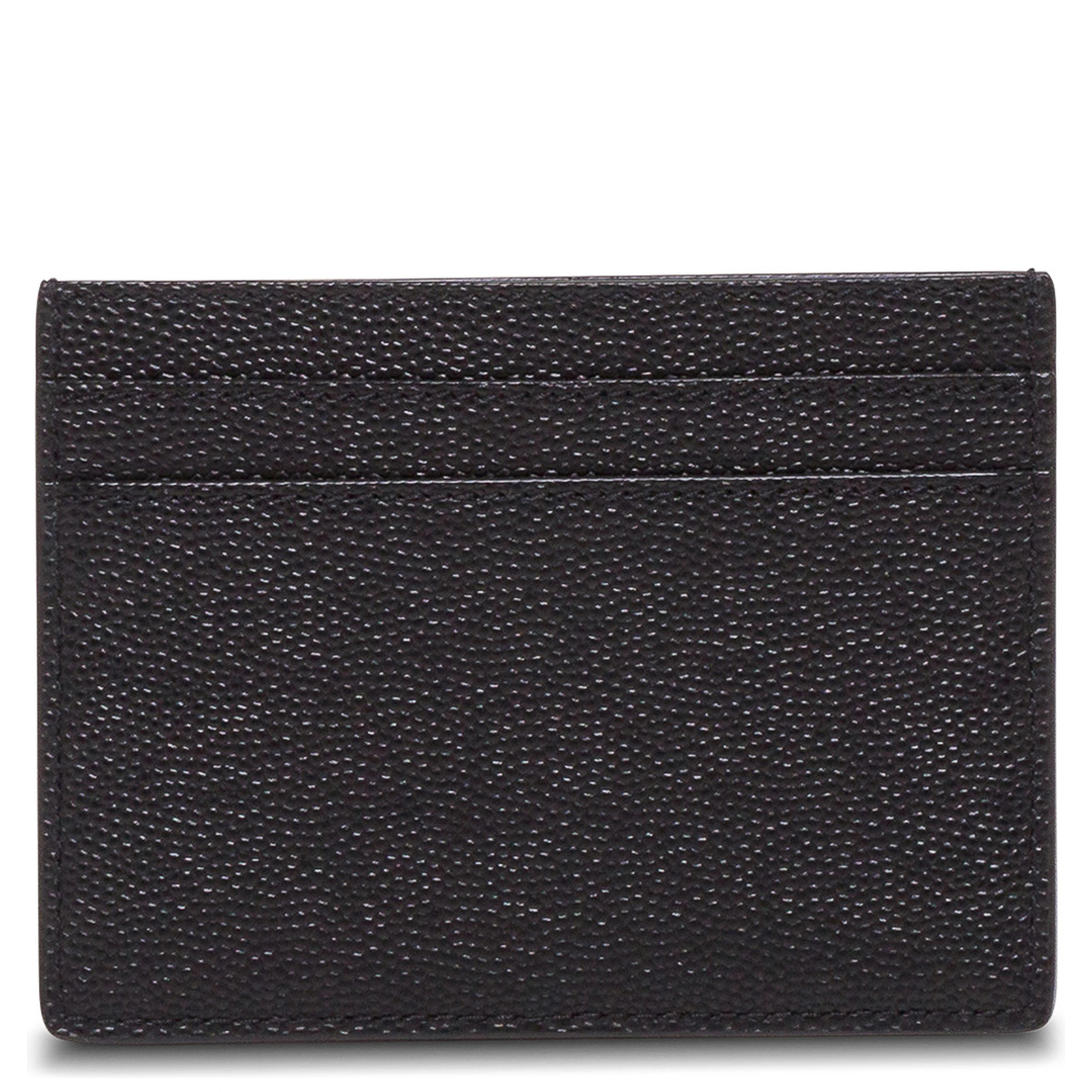 Card holder with Logo Embossed in Black Leather for Men