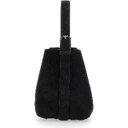 Petite Belted brown Handbag with belt handle design in suede for women