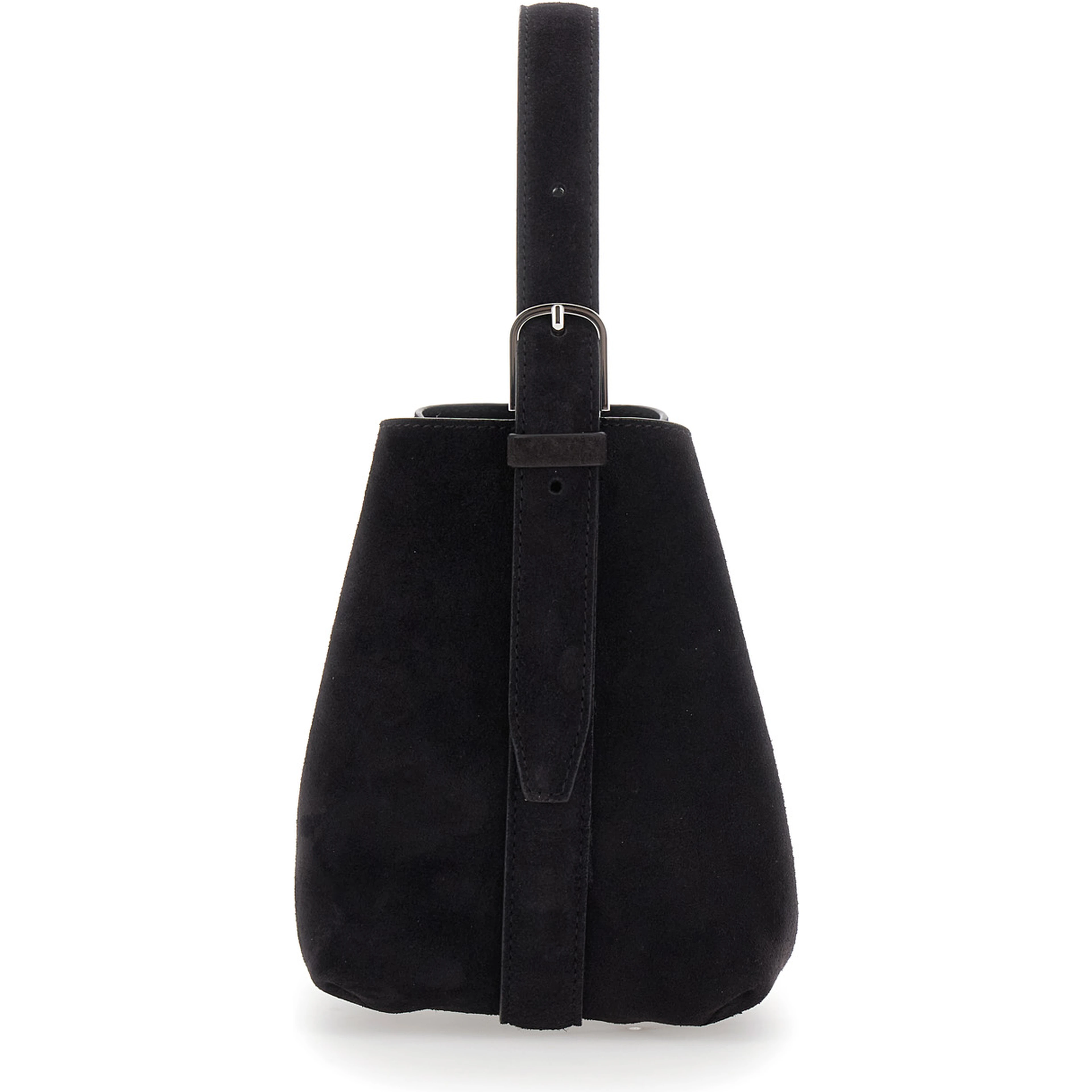 Petite Belted brown Handbag with belt handle design in suede for women